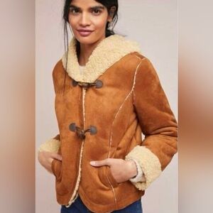 Anthropologie Tan Teddy Jacket with Cream Details